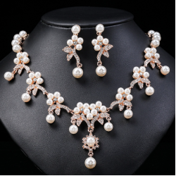 "Pearl Necklace Set Ethnic Style Retro Jewelry Clavicle Chain Bridal Dress "