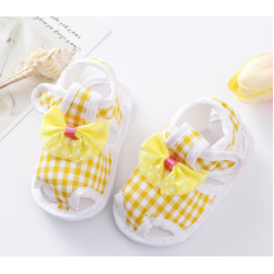 Baby Girl´s Summer Sandals Plaid Print Bowknot Anti-Slipping Shoes Bottom Prewalker