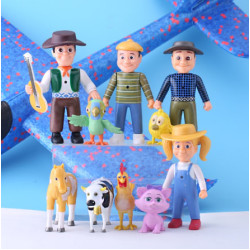 10pcs/set Cute Happy Farm Action Figures La Granja De Zenon Red Barn Barnyard Farm Baby Animals PVC Dolls Toy Set