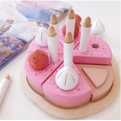 25 pieces Wooden Birthday Cake/Birthday Party DIY Cake for Children/Educational and Pretend Play Cake Toy for Kids