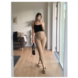 High Waist Trouser DARK KHAKI