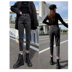 MOM jeans boyfriend Pants High waist women’s GREY BLACK