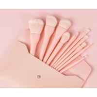 10 PCS Professional Soft Makeup Brush Set with Leather Pouch Organizer Brush Storage