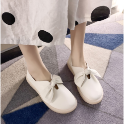 Little White Shoes Women 2021 Spring Shallow Mouth Slip On Women's Versatile Flat Bow Soft Sole Student